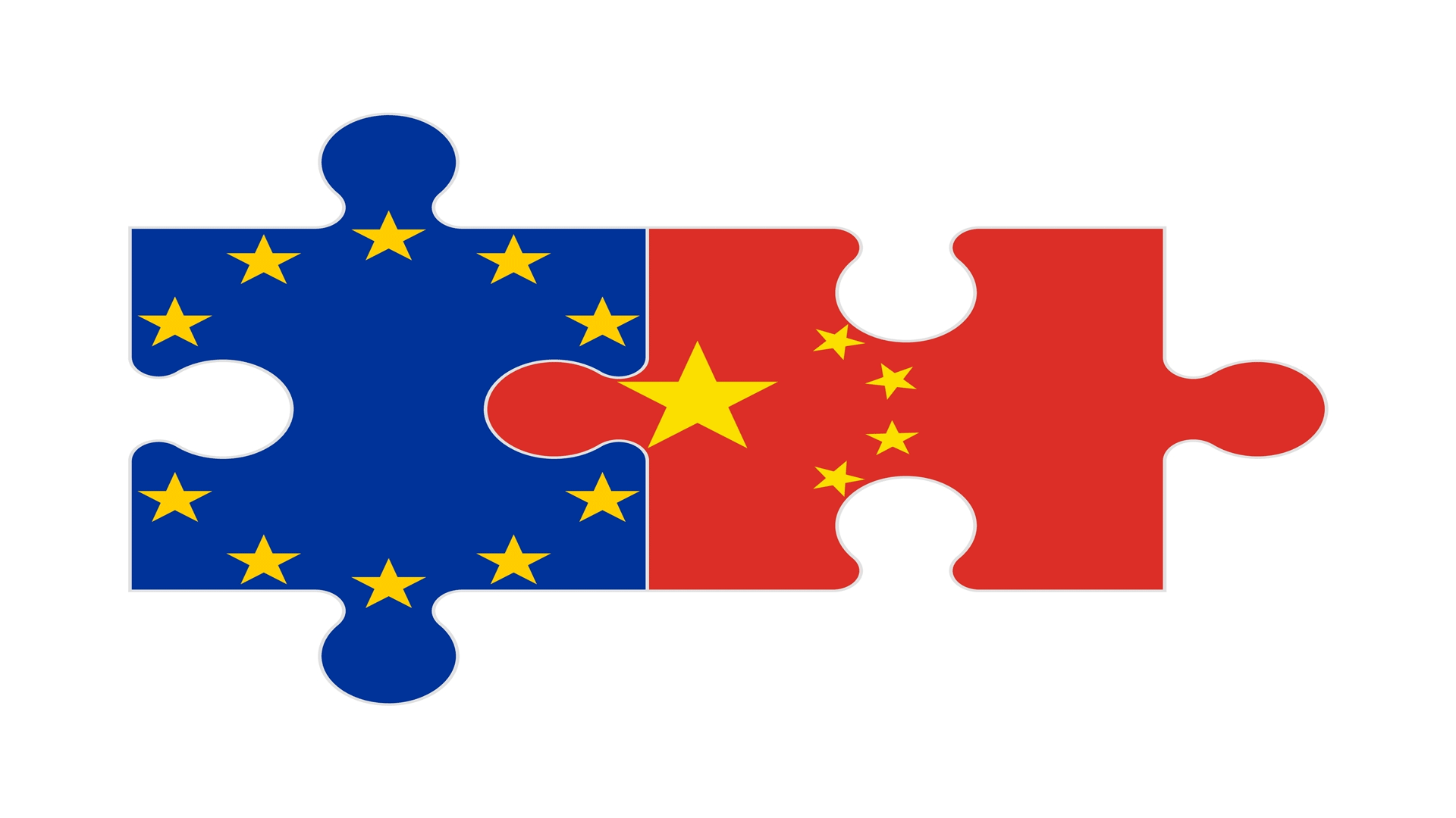 Connected puzzle of flags European Union and China