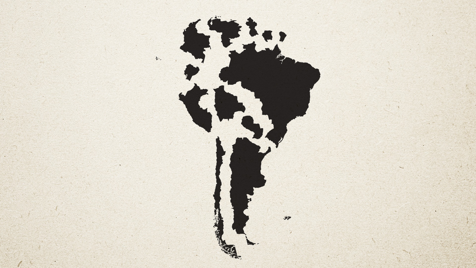 Latin America map divided countries in black