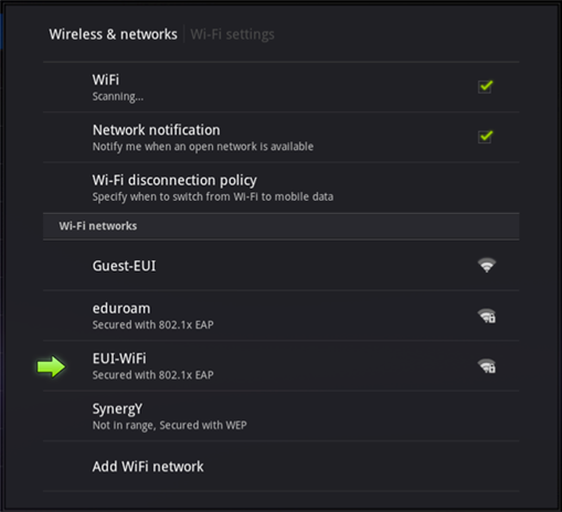 Eui Wifi Configuration For Android Tablet European University Institute