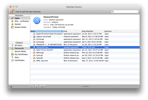 login password keychain mac